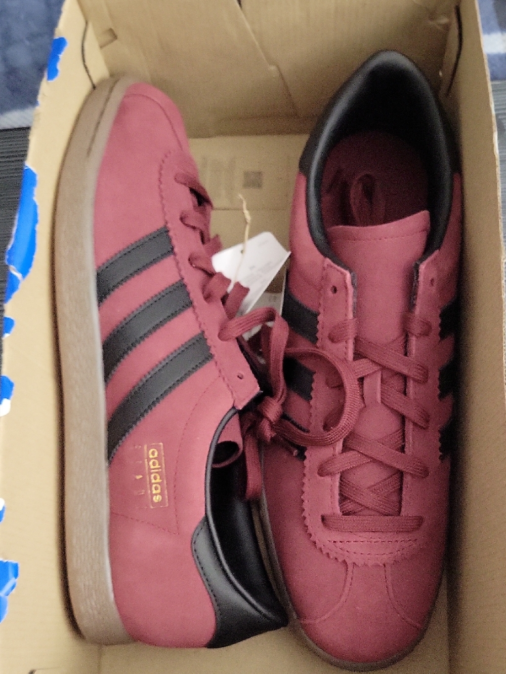 NWT Adidas Men’s Burgundy and Black Suede Sneakers - Size 12 Adidas Stadt